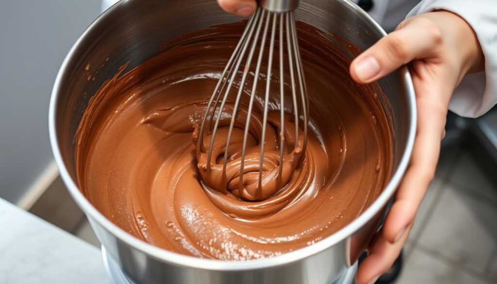Mixing technique for chocolate sour cream cake