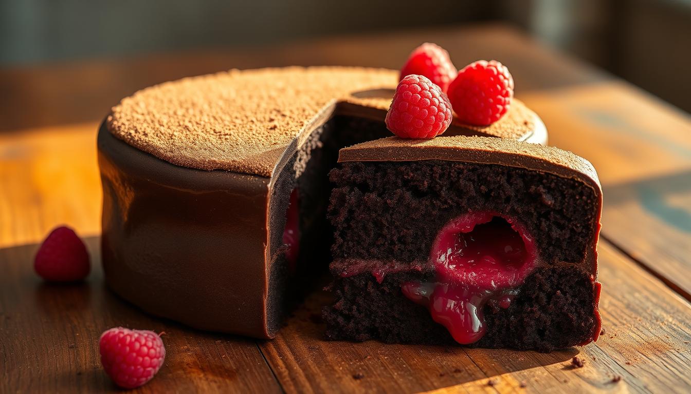 chocolate cake with raspberry filling